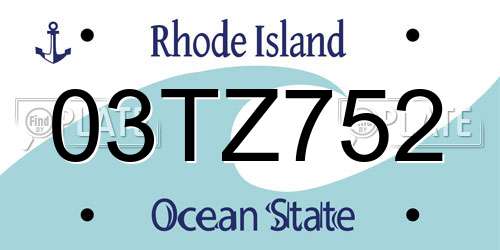 03TZ752 Rhode Island License Plate