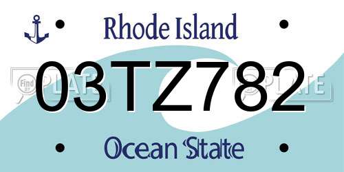 03TZ782 Rhode Island License Plate