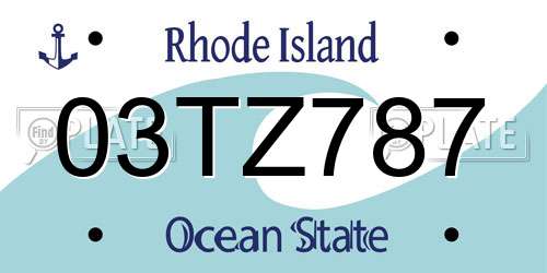 03TZ787 Rhode Island License Plate