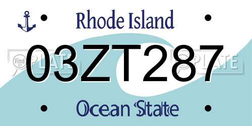 03ZT287 Rhode Island License Plate