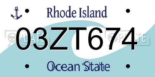 03ZT674 Rhode Island License Plate