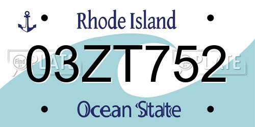 03ZT752 Rhode Island License Plate