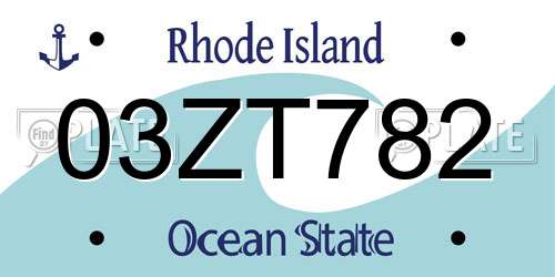 03ZT782 Rhode Island License Plate