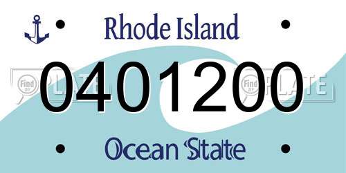 0401200 Rhode Island License Plate