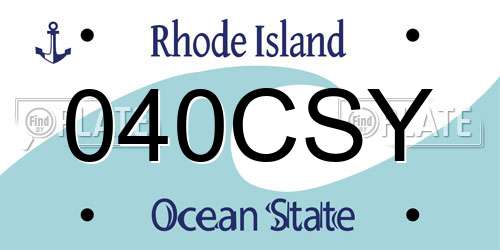 040CSY Rhode Island License Plate