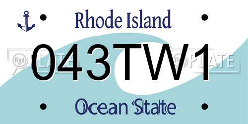 043TW1 Rhode Island License Plate