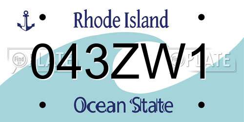 043ZW1 Rhode Island License Plate