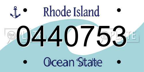 0440753 Rhode Island License Plate
