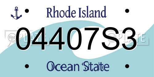 04407S3 Rhode Island License Plate