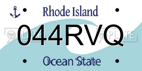044RVQ Rhode Island License Plate