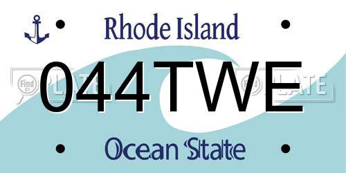 044TWE Rhode Island License Plate