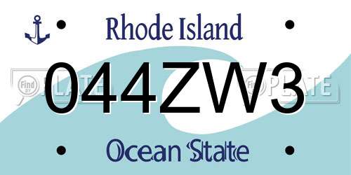 044ZW3 Rhode Island License Plate