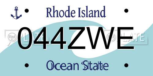 044ZWE Rhode Island License Plate