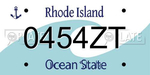 0454ZT Rhode Island License Plate