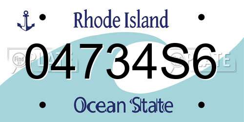 04734S6 Rhode Island License Plate