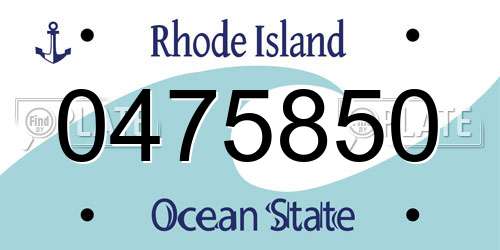 0475850 Rhode Island License Plate