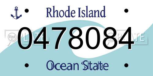 0478084 Rhode Island License Plate