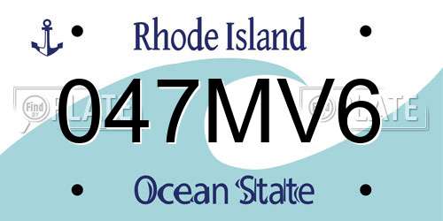 047MV6 Rhode Island License Plate