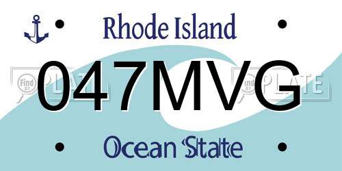 047MVG Rhode Island License Plate