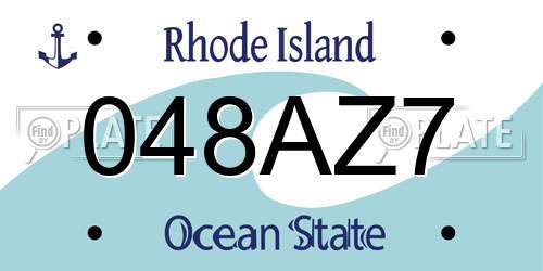 048AZ7 Rhode Island License Plate