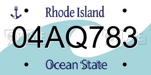 04AQ783 Rhode Island License Plate