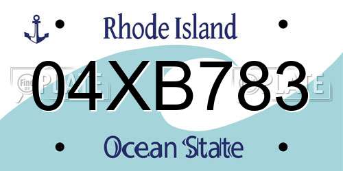 04XB783 Rhode Island License Plate