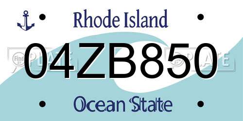 04ZB850 Rhode Island License Plate