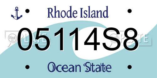 05114S8 Rhode Island License Plate