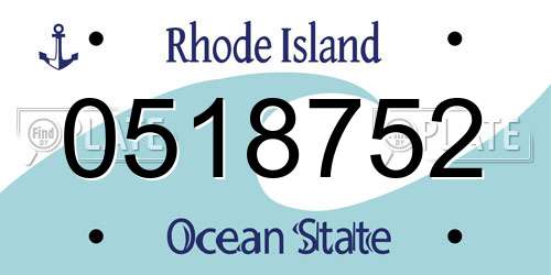0518752 Rhode Island License Plate