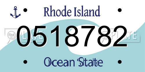 0518782 Rhode Island License Plate