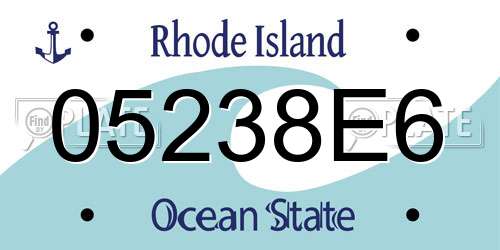 05238E6 Rhode Island License Plate