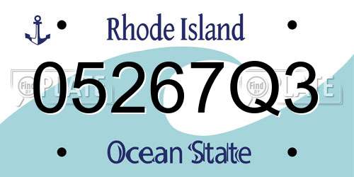 05267Q3 Rhode Island License Plate