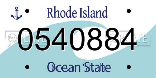 0540884 Rhode Island License Plate