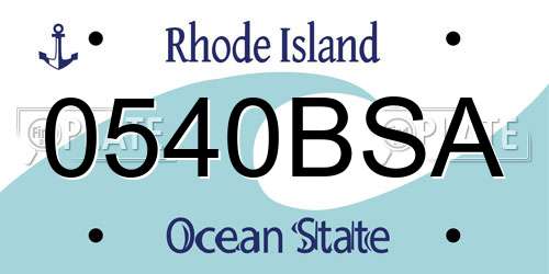 0540BSA Rhode Island License Plate