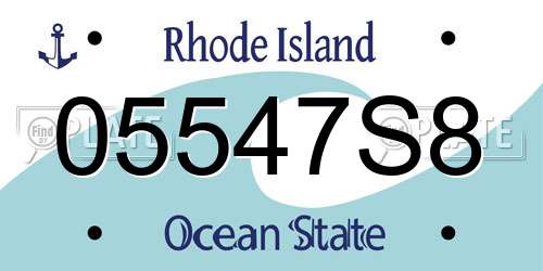 05547S8 Rhode Island License Plate
