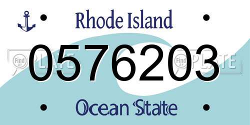 0576203 Rhode Island License Plate