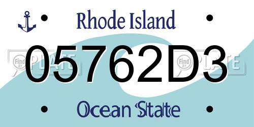 05762D3 Rhode Island License Plate