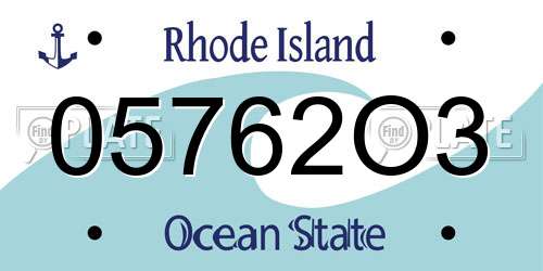 05762O3 Rhode Island License Plate