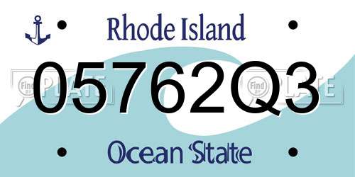 05762Q3 Rhode Island License Plate