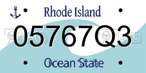 05767Q3 Rhode Island License Plate