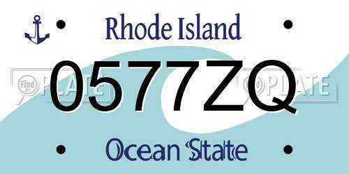 0577ZQ Rhode Island License Plate
