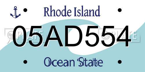 05AD554 Rhode Island License Plate