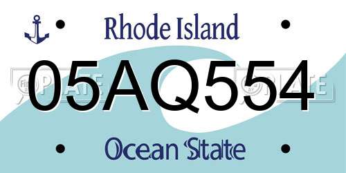 05AQ554 Rhode Island License Plate