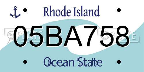 05BA758 Rhode Island License Plate