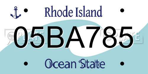05BA785 Rhode Island License Plate