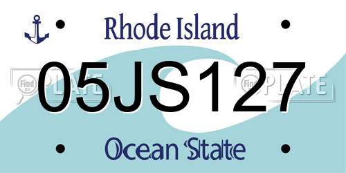 05JS127 Rhode Island License Plate