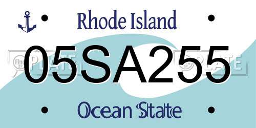 05SA255 Rhode Island License Plate