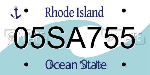 05SA755 Rhode Island License Plate