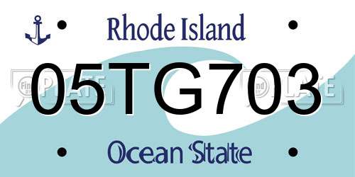 05TG703 Rhode Island License Plate