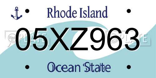 05XZ963 Rhode Island License Plate